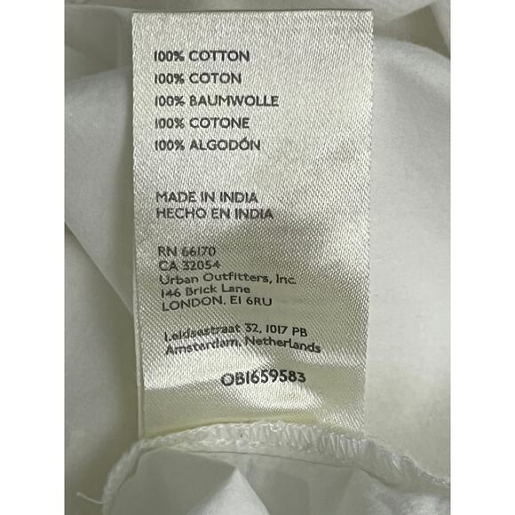 Anthropologie White Button Down Blouse Size L 100% Cotton Long Sleeve Tunic - Picture 6 of 8